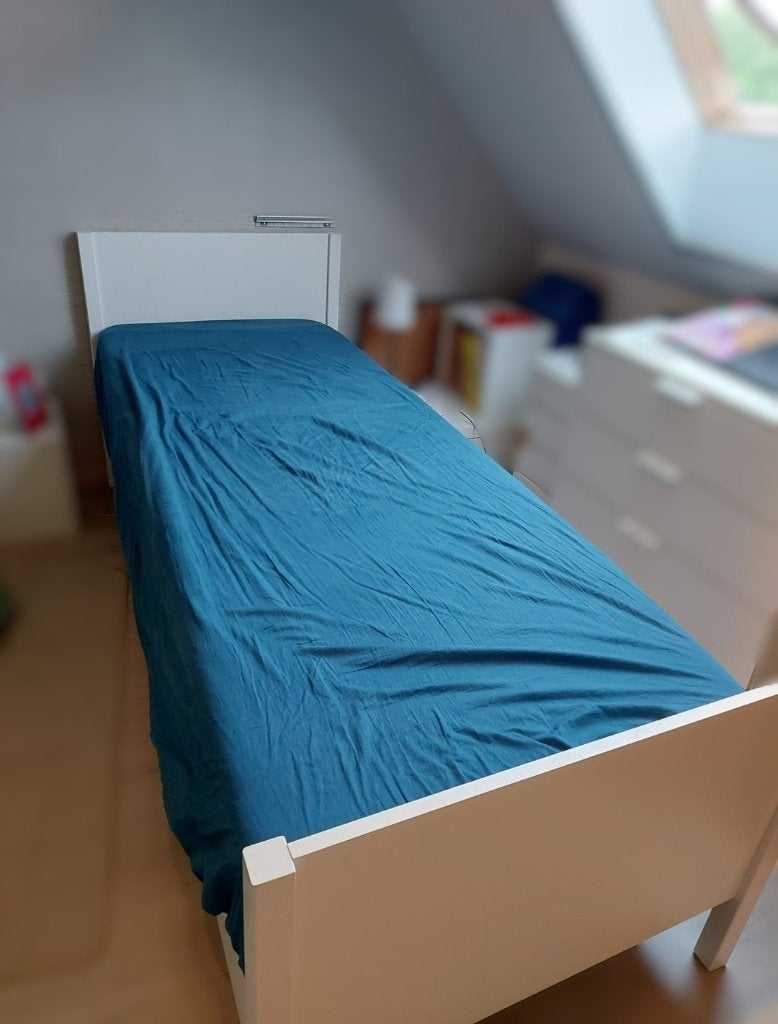 Bedframe 80x220, Huis en Inrichting, Slaapkamer | Bedden, Ophalen, Gebruikt, Eenpersoons, Wit