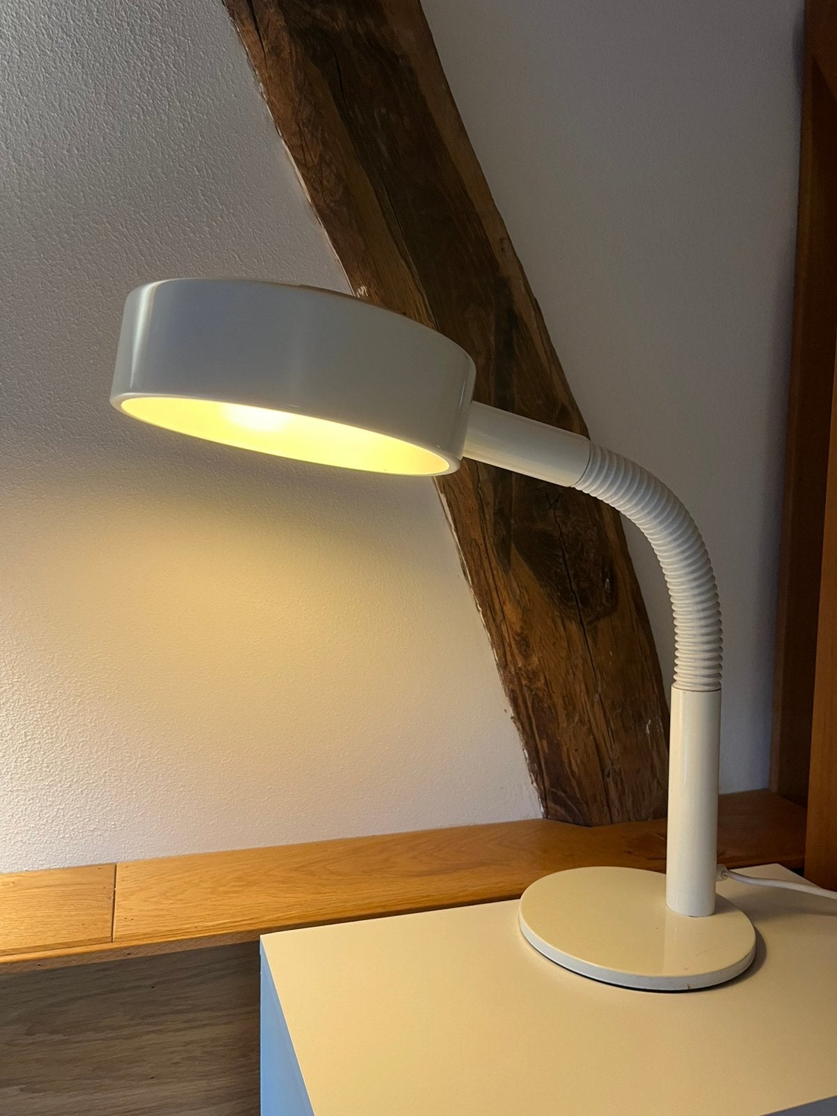 Lampe de bureau blanche vintage Hala Zeist, Avec prise, Blanc, Métal, Design