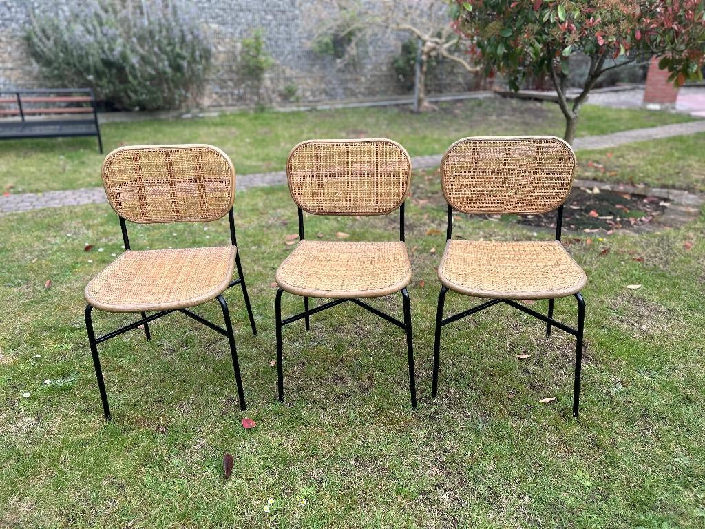 Retro Rotan Stoelen (3 stuks), Huis en Inrichting, Ophalen, ROTAN / RETRO / VINTAGE, Zo goed als nieuw, Drie