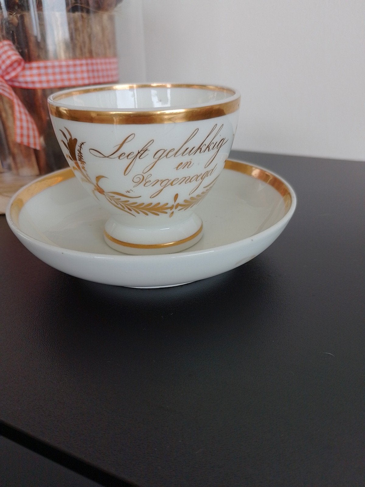 19 e eeuws porseleinen vriendschapskopje + schoteltje, Ophalen of Verzenden