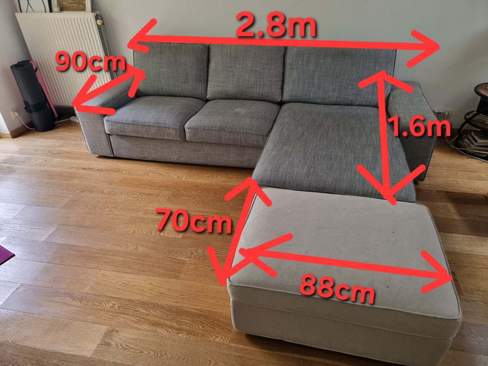 Canape d angle gris avec pouf coffre - très bon état, propre, Maison & Meubles, Canapés | Coins salons complets, Enlèvement