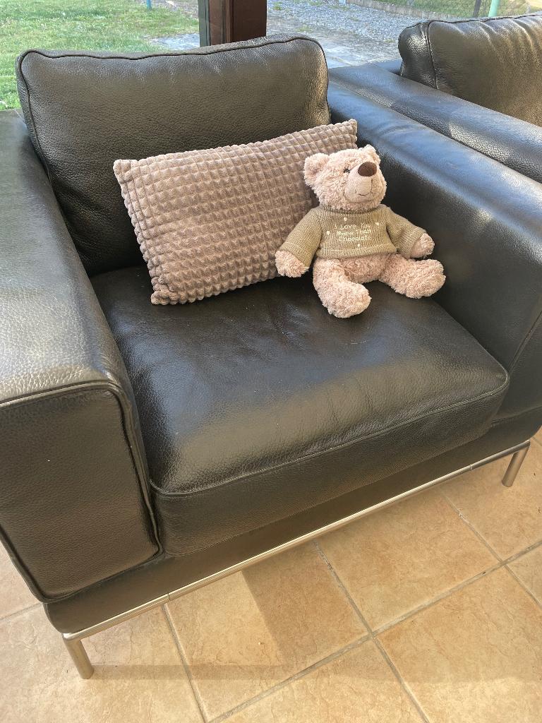 Lederen zetel, Huis en Inrichting, Zetels | Zetels, Ophalen, Tweepersoons, Leer, Zo goed als nieuw