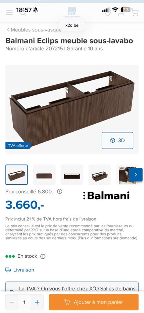 Balmani Eclips meuble sous lavabo ref 207215, Enlèvement, Comme neuf
