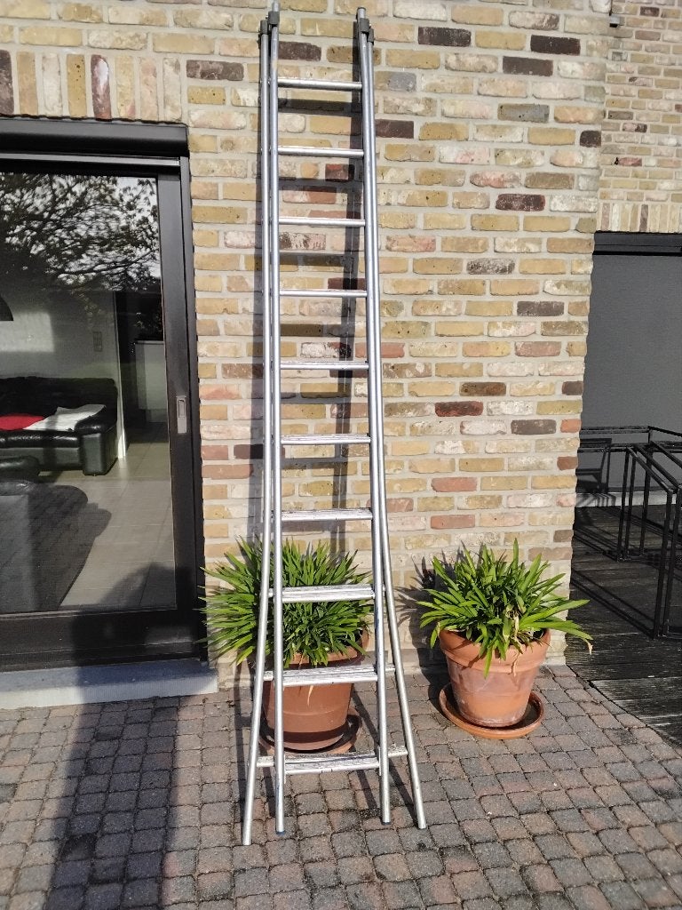 Dubbele aluminium ladder, Doe-het-zelf en Bouw, Ladders en Trappen, Ophalen, Gebruikt, Ladder, Opvouwbaar of Inschuifbaar