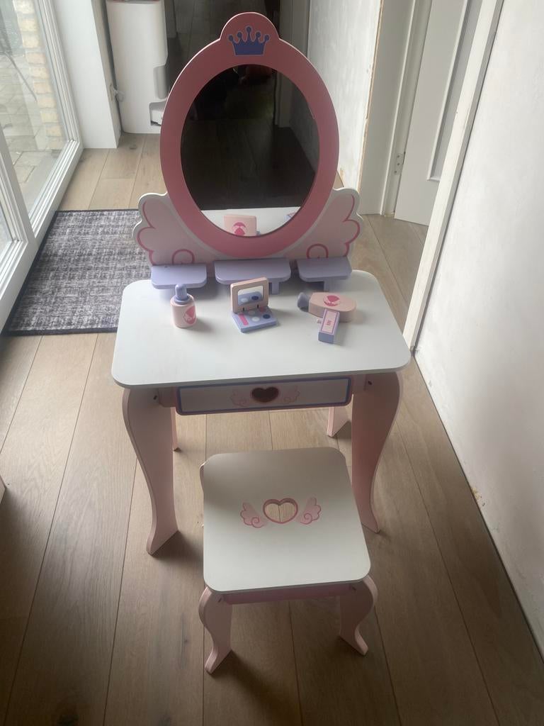 Kinder make-up tafel met lade en accessoires, Huis en Inrichting, Tafels | Kaptafels, Ophalen, Gebruikt