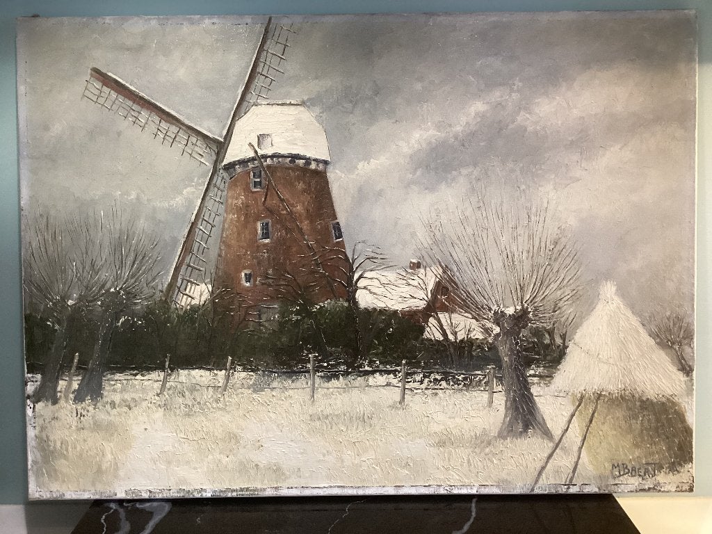 Schilderij Winterlandschap get. M. Baert. P113/Da., Ophalen, Doek