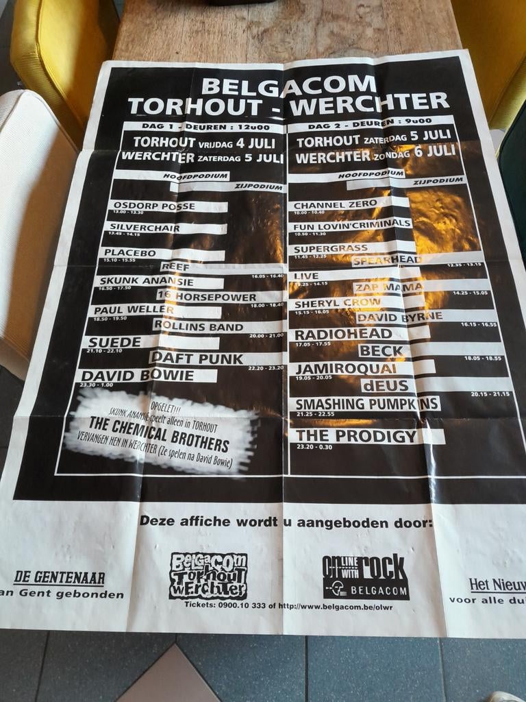 Poster Torhout-Werchter 1997, Rectangulaire vertical, A1 jusqu'à A3, Comme neuf, Musique