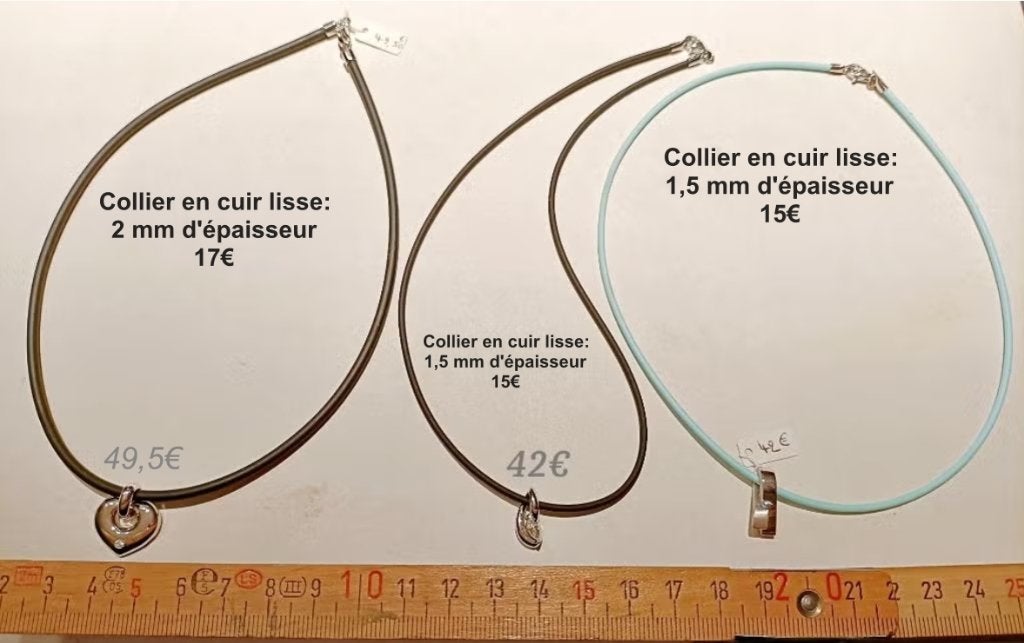 Collier cuir lisse noir / bleu + pendentif argent + 1 zircon, Bijoux, Sacs & Beauté, Colliers, Neuf, Avec pierre précieuse, Enlèvement ou Envoi