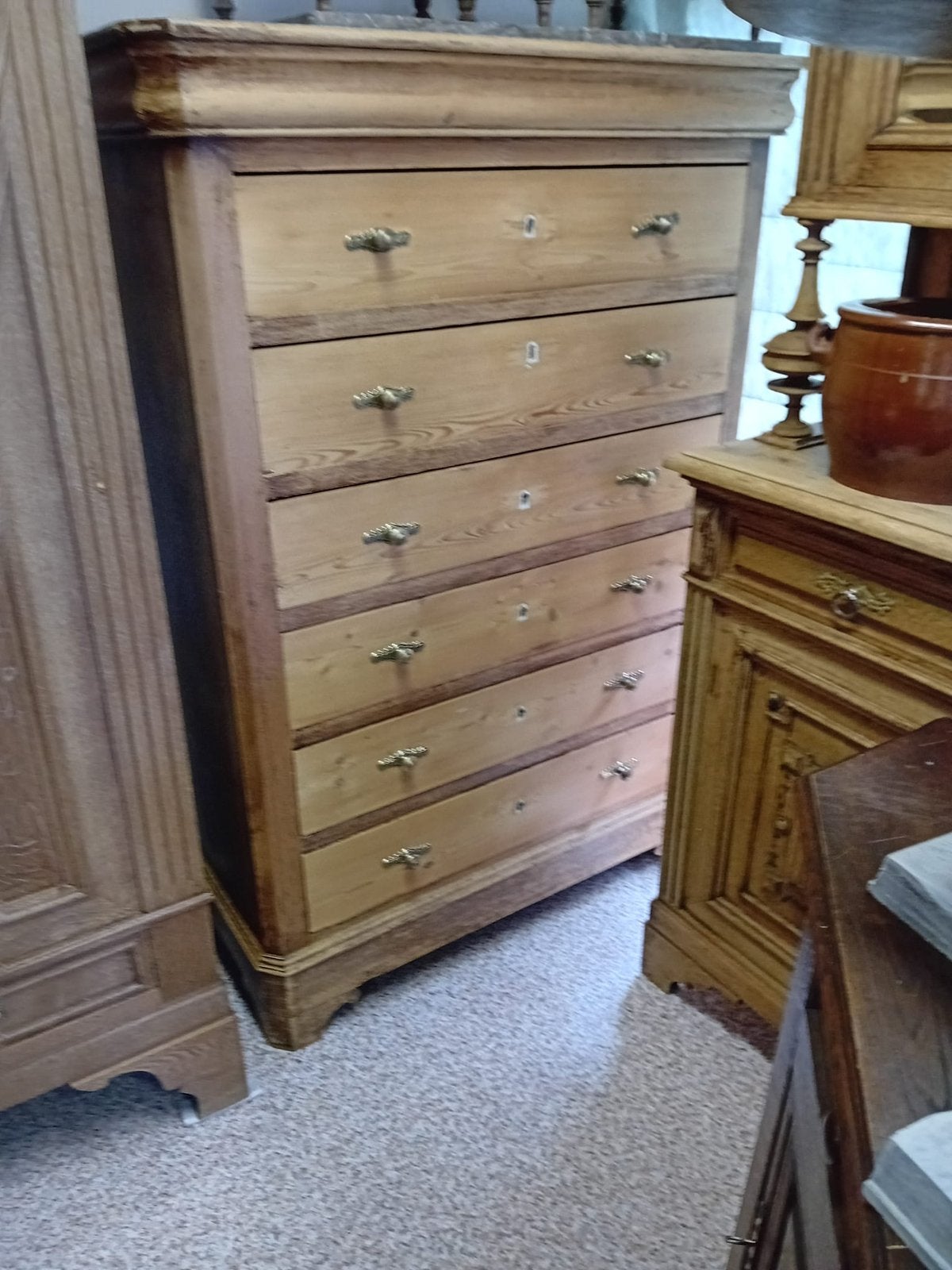 Antieke Louis Philippe Commode - Massief Hout blank, Huis en Inrichting, Ophalen, Zo goed als nieuw