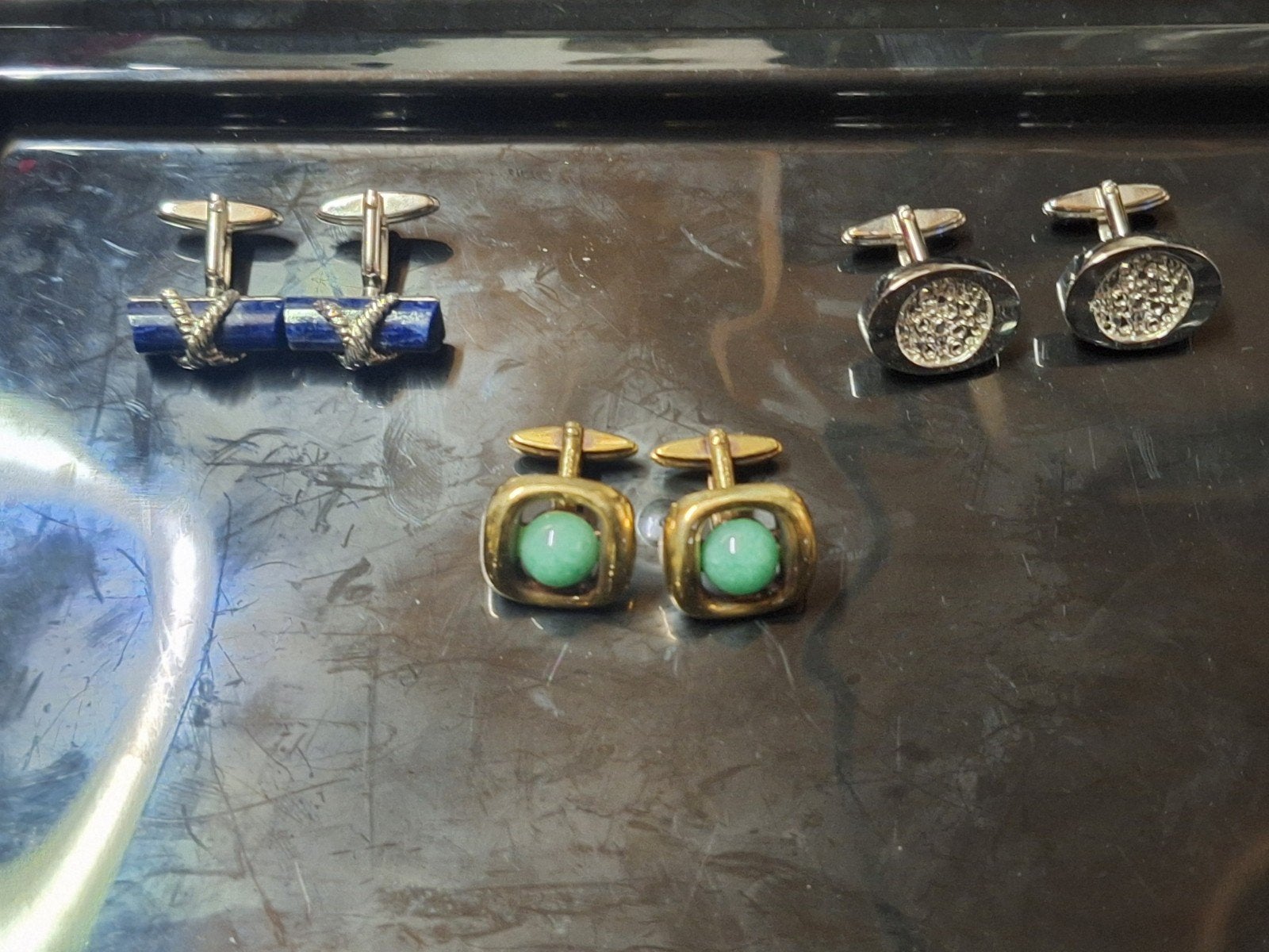 lot de 3 paires de boutons manchette lanvin. vintage b état, Enlèvement ou Envoi, Argent