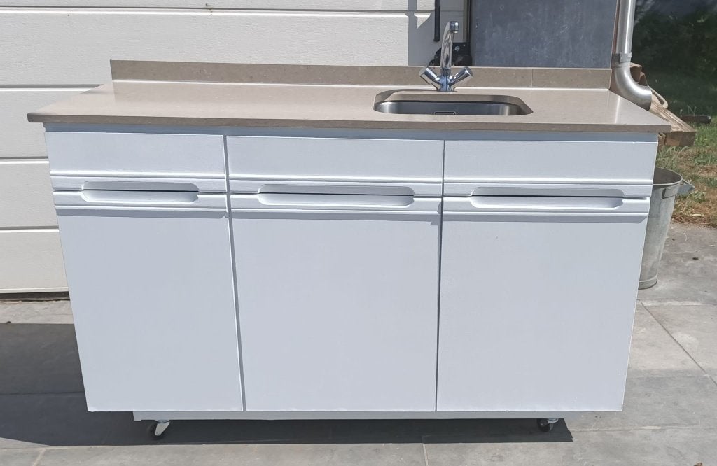 keuken composiet granietblad,buitenkeuken,kitchenette,pantry, Huis en Inrichting, Ophalen, 100 tot 150 cm, Wit, Zo goed als nieuw