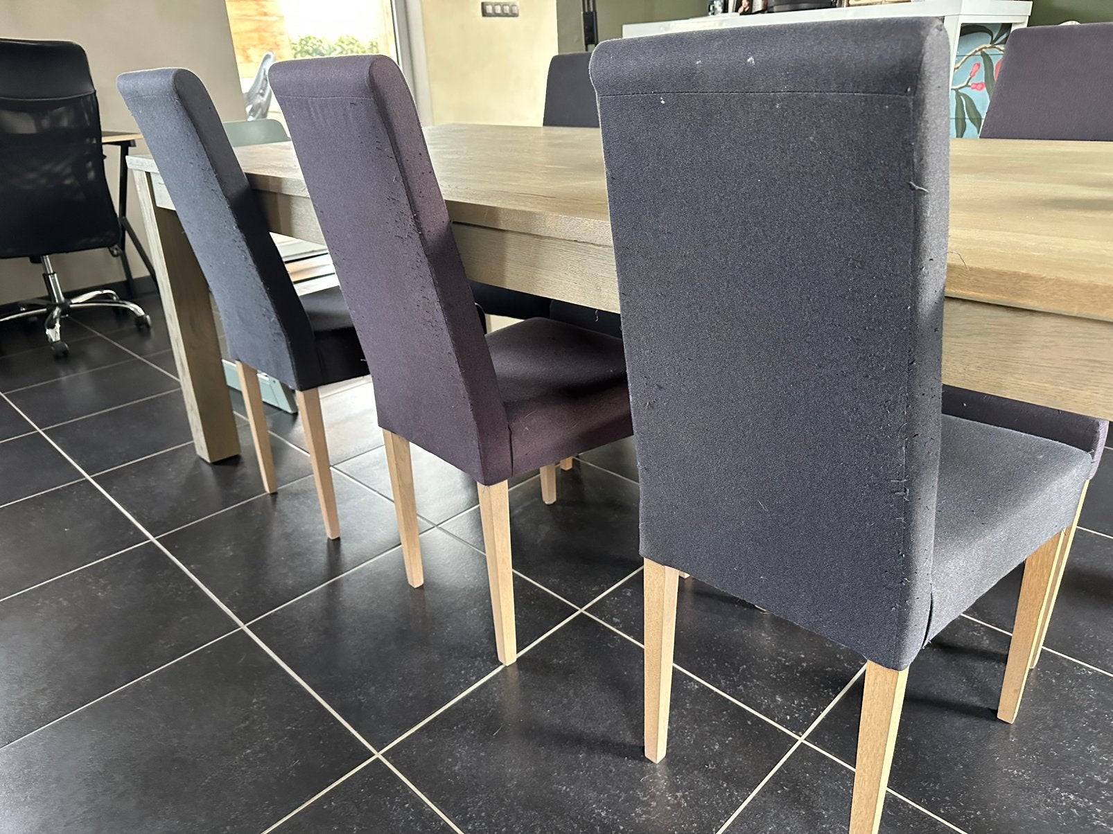 8 eetkamerstoelen - gratis, Ophalen, Gebruikt, Stof
