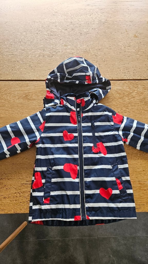 Imperméable pour fille taille 98 bleu/blanc avec coeurs, Poco piano, Enlèvement, Utilisé, Fille