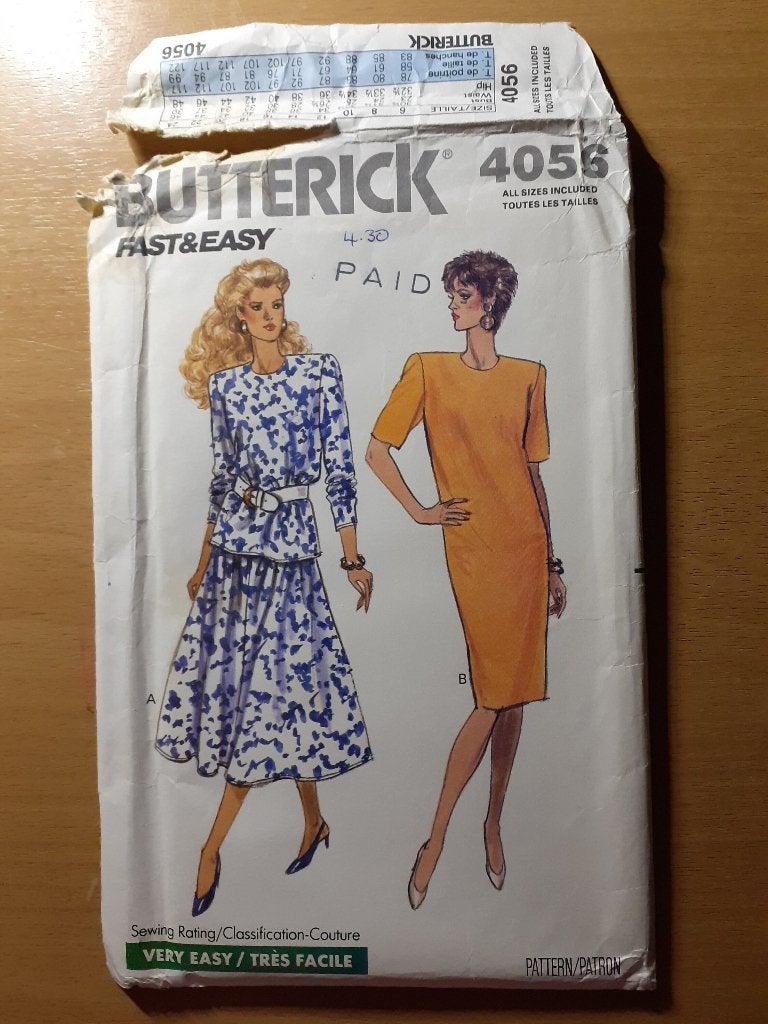 Naaipatroon Butterick 4056 VINTAGE, Hobby en Vrije tijd, Kledingpatronen, Overige merken, Vrouw, Ophalen of Verzenden, Overige typen