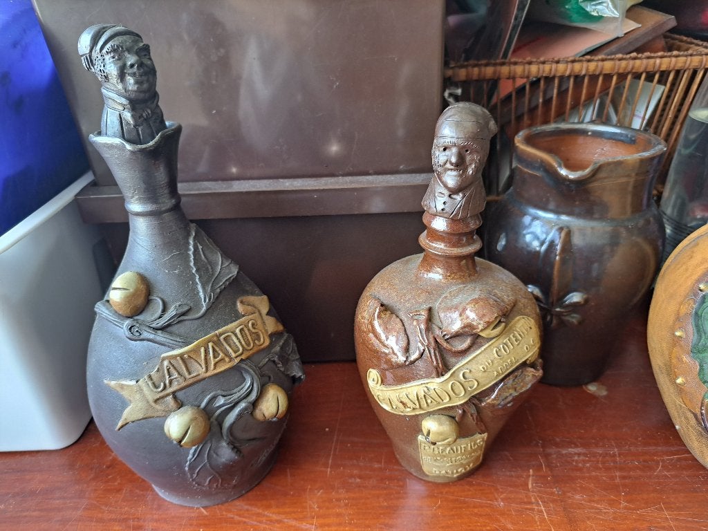 Vintage Kruik Calvados van keramiek, Italiaans wijnkaraf, Ophalen of Verzenden