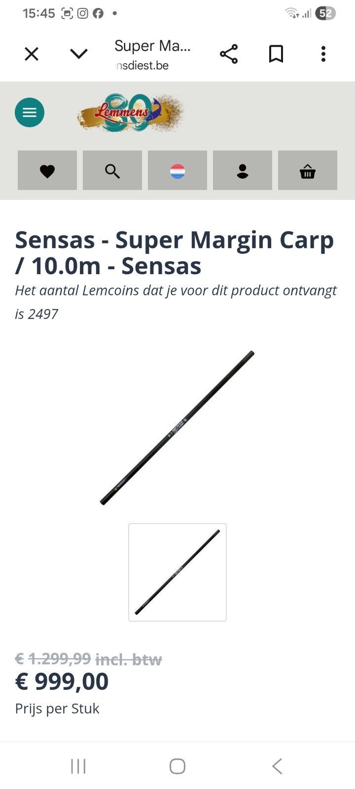 Sensas carp 10m, Ophalen