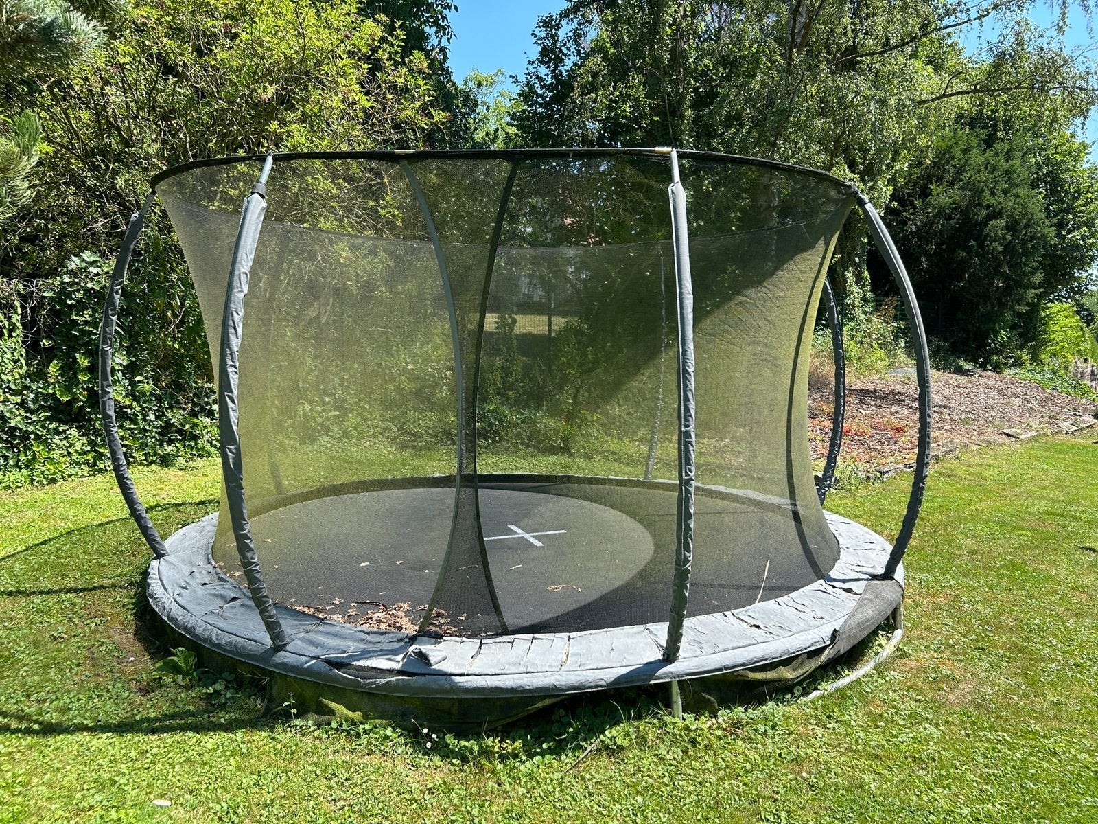 Trampoline 3m30 gemeten zonder omranding, Ophalen, Gebruikt