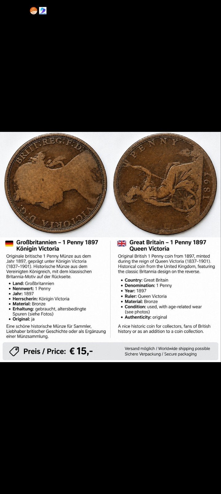 Monnaie de Grande-Bretagne, Timbres & Monnaies, Enlèvement ou Envoi