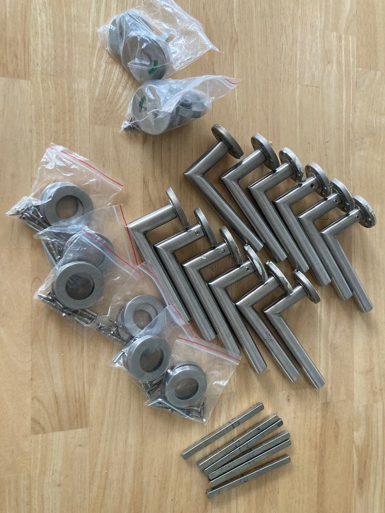 Klinken inox, Doe-het-zelf en Bouw, Hang- en Sluitwerk, Ophalen, Gebruikt, Inox, Klink of Kruk