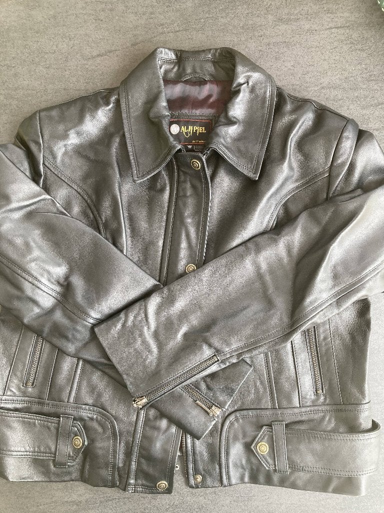 Mooi elegant lamsleren jas, zwart, in zeer goede staat!, Kleding | Dames, Jasjes, Kostuums en Pakken, Alji piel, Zwart, Maat 46/48 (XL) of groter