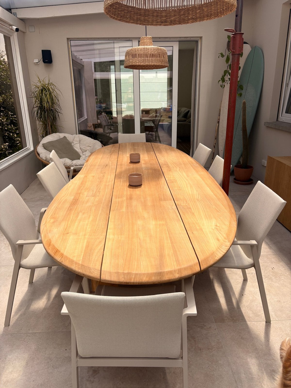 Table de jardin Bristol en teck biologique — 320 x 128 cm, Jardin & Terrasse, Enlèvement, Neuf, Ovale, Bois de teck