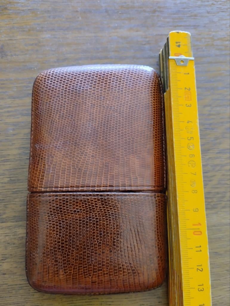 Vintage lederen etui voor 4 sigaren. In goede staat ,cognac, Verzenden