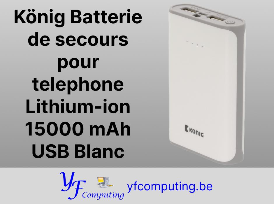 Power Bank König 15000 mAh USB – Batterie externe, Télécoms, Enlèvement ou Envoi, Neuf, König