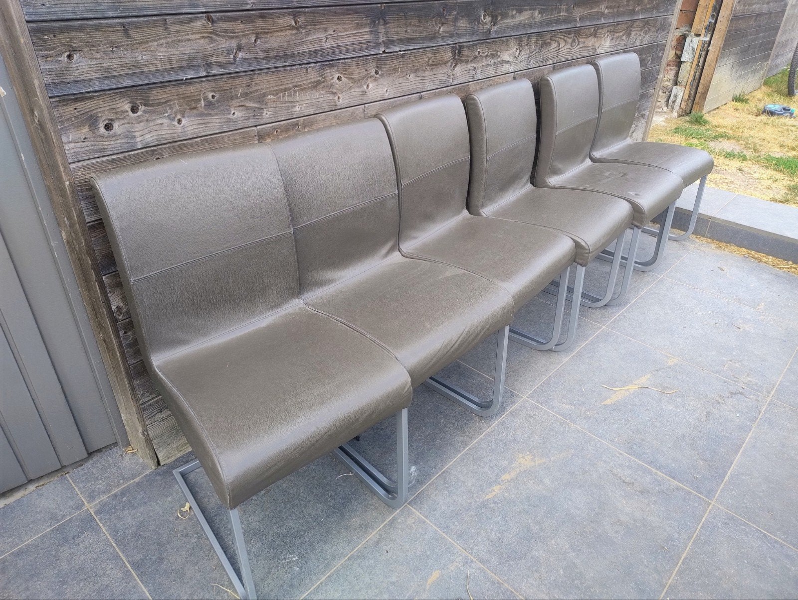 stoelen, Huis en Inrichting, Ophalen, Gebruikt, Leer, Grijs