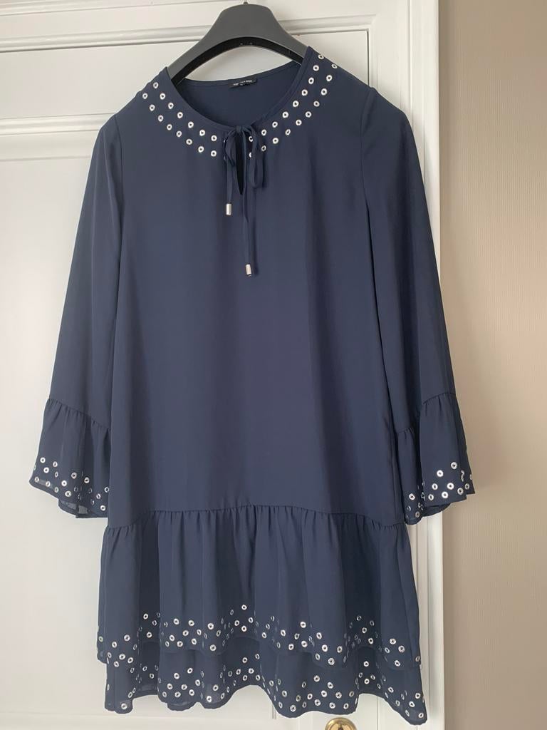 Losse jurk kleedje Caroline Biss 38 donkerblauw, Ophalen of Verzenden, Zo goed als nieuw, Maat 38/40 (M), Blauw
