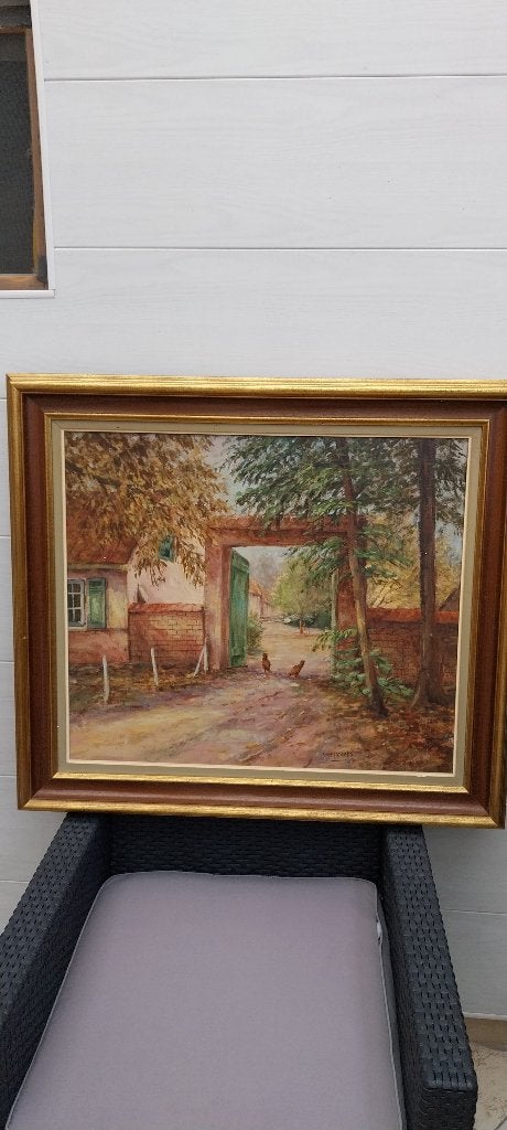 Kaart van de boerderij, Antiek en Kunst, Ophalen, Doek, Realistisch, Olieverf