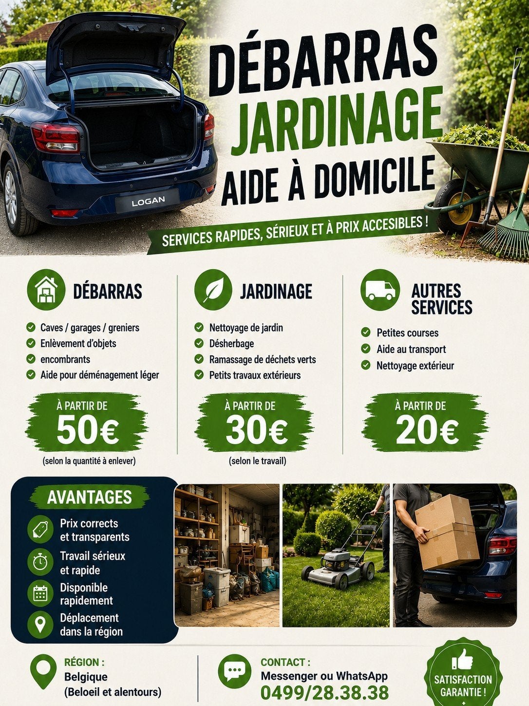 jardinage/Débarras, Enlèvement ou Envoi