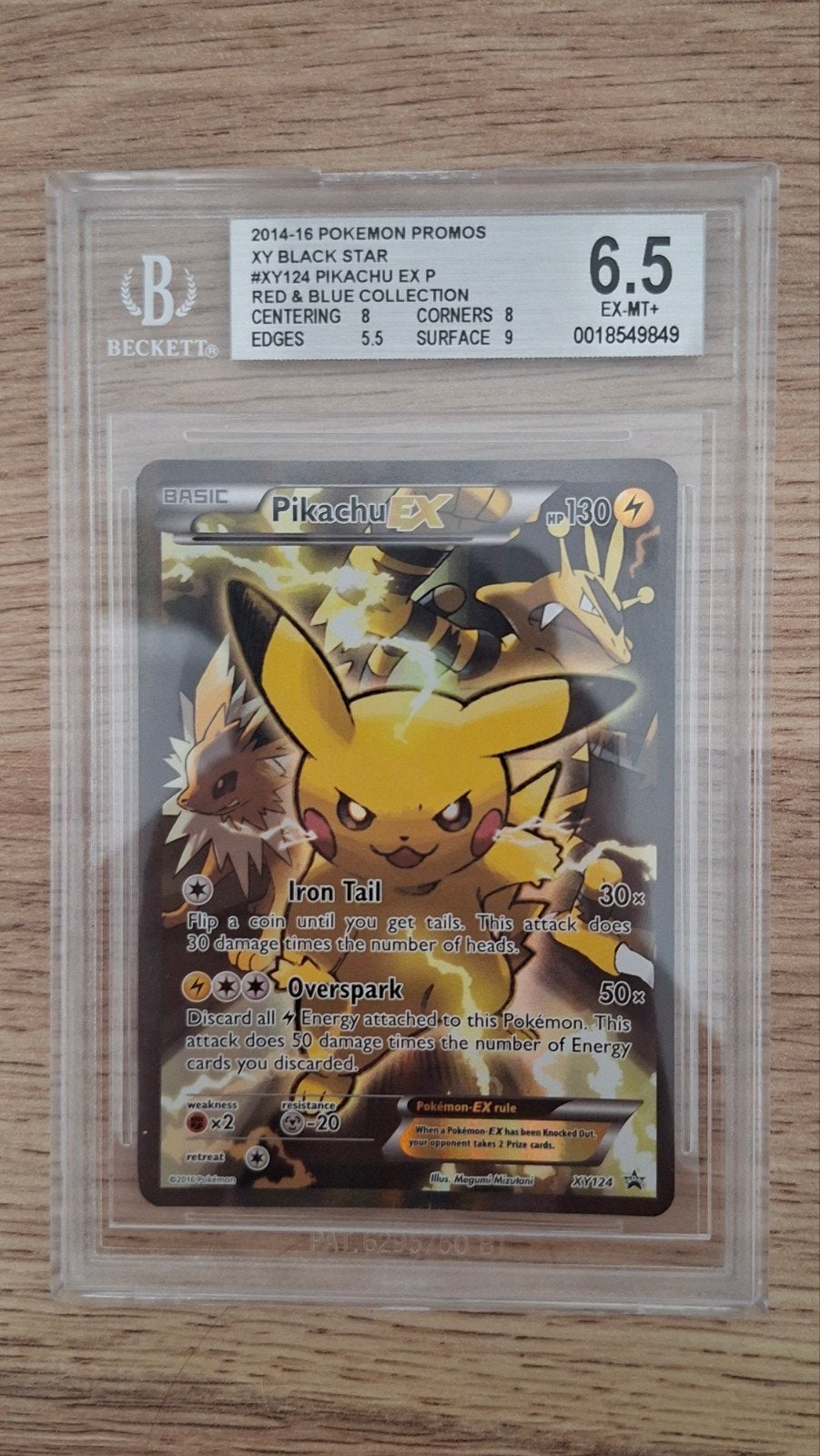 Pikachu EX promo Pokémon XY 124. Beckett 6,5., Ophalen of Verzenden