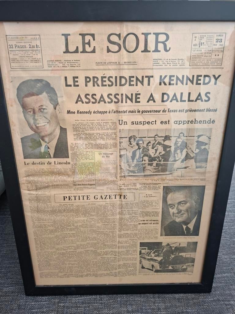 Édition originale du Soir.  Décès JFK, Ophalen