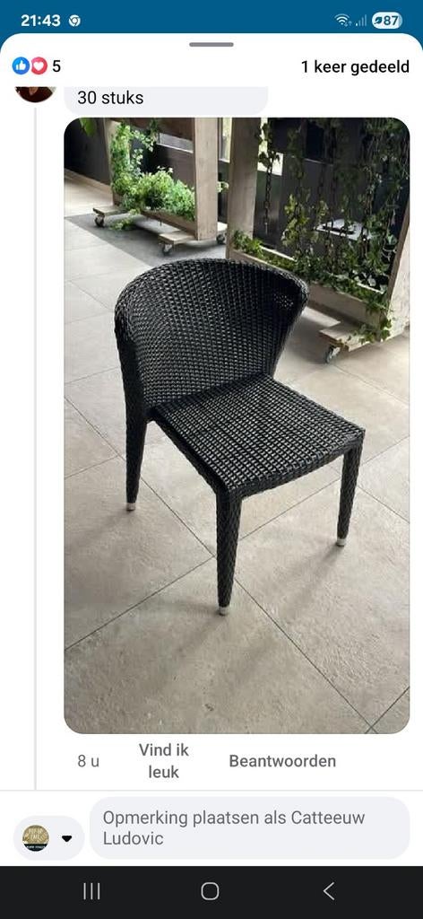 Verschillende partijen wicker terrasstoelen lot cafe terras, Enlèvement ou Envoi, Osier