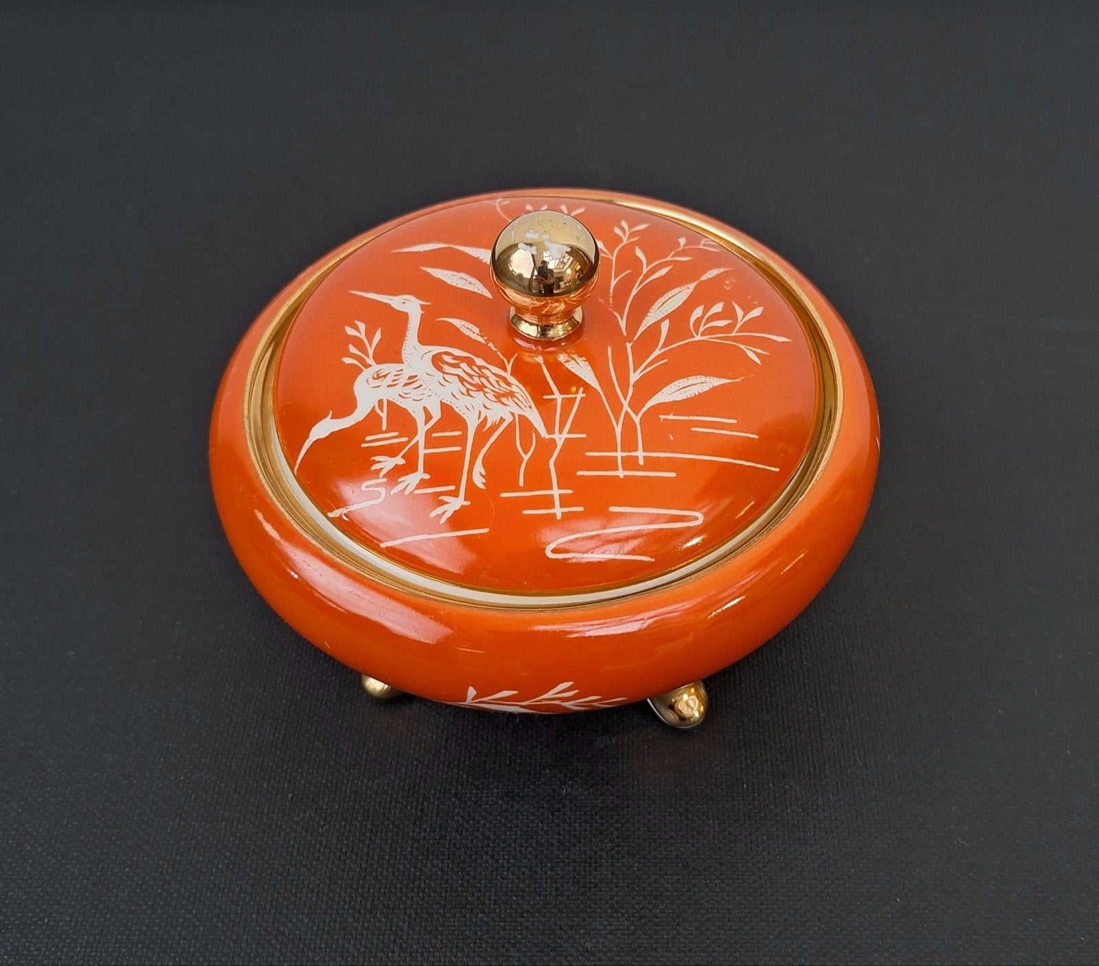 Joli sucrier vintage en porcelaine orange Waldershof, Enlèvement ou Envoi