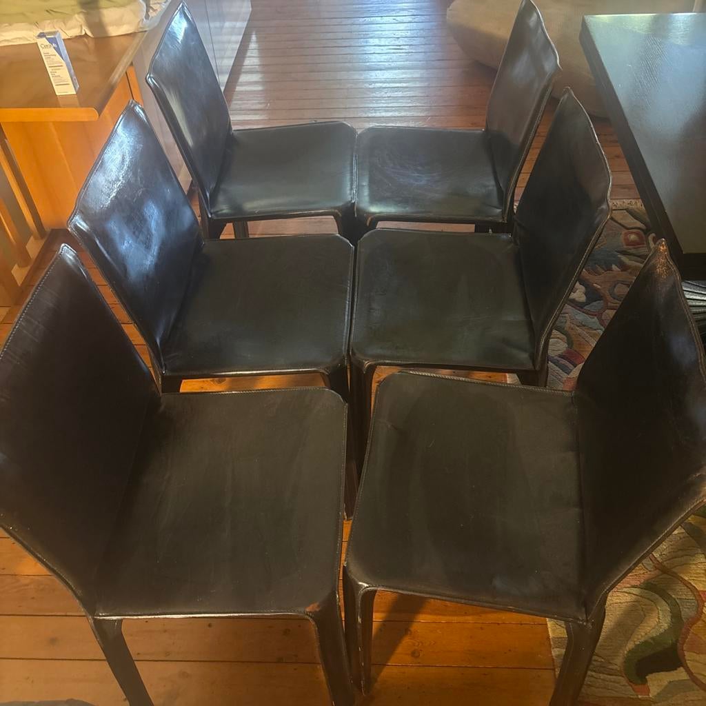 6 Chaises en cuir Cassina Cab 412, Ophalen, Zo goed als nieuw, Leer