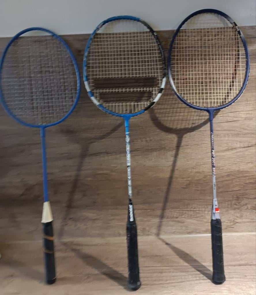 Lot de trois anciennes raquettes de badminton,, Enlèvement ou Envoi, Raquette(s)