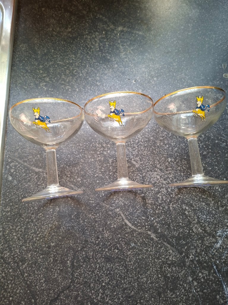 3 Babycham-glazen 1950/1960, Verzamelen, Glas en Drinkglazen, Ophalen, Zo goed als nieuw, Overige typen
