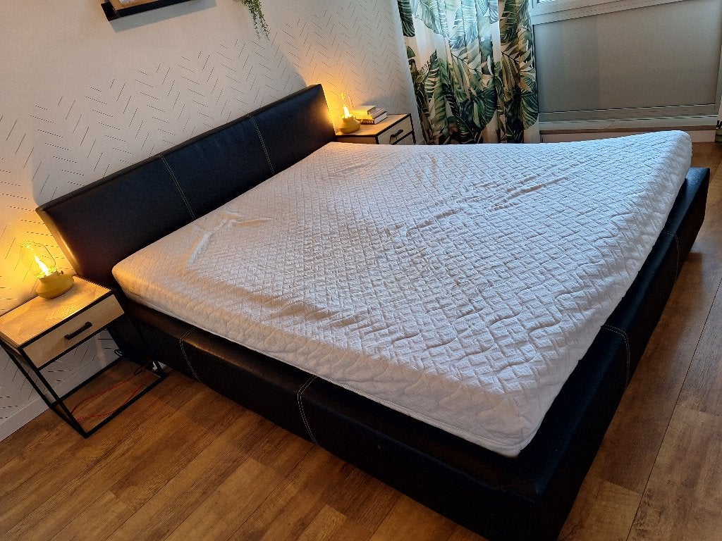 Tweepersoonsbed 1,60m, Huis en Inrichting, Slaapkamer | Bedden, Ophalen, Gebruikt, Zwart, Tweepersoons