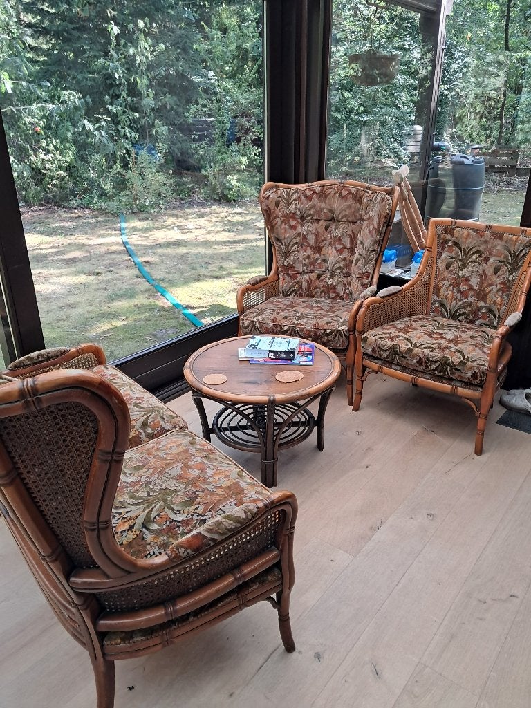 Rotan salon 3x1x1, Ophalen, Gebruikt, Stof, Rechte bank