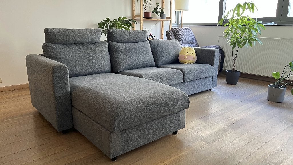 IKEA VIMLE zetel met chaise longue – getest door Tommy, Huis en Inrichting, Ophalen, 250 tot 300 cm, Gebruikt, Driepersoons