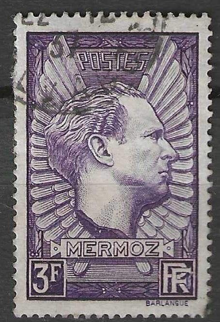 France 1937 - Yvert 338 - Pilote Jean Mermoz - 3 m. (ST), Envoi, Affranchi