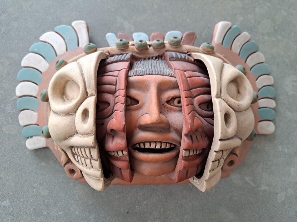 Mexicaans Azteken 3 ages masker, Ophalen, 28 cm, Zo goed als nieuw, 18 cm