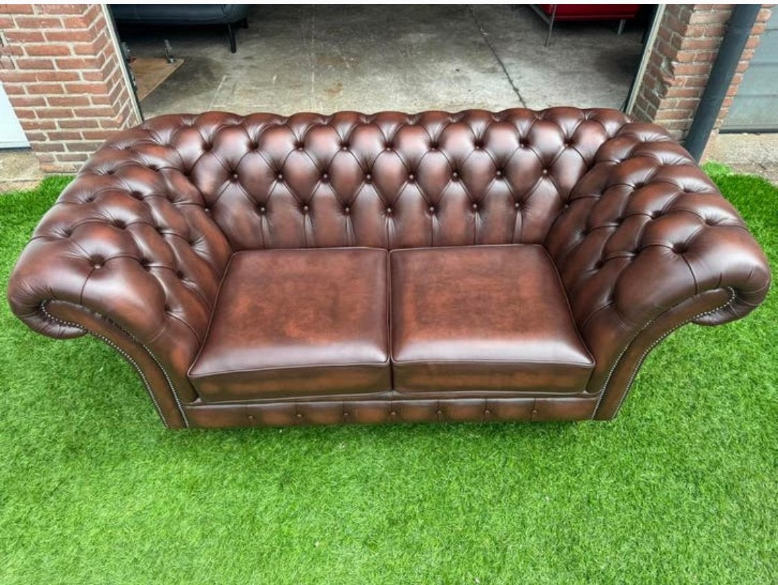 Chesterfield herne-bay originele bruin leren bank, Enlèvement