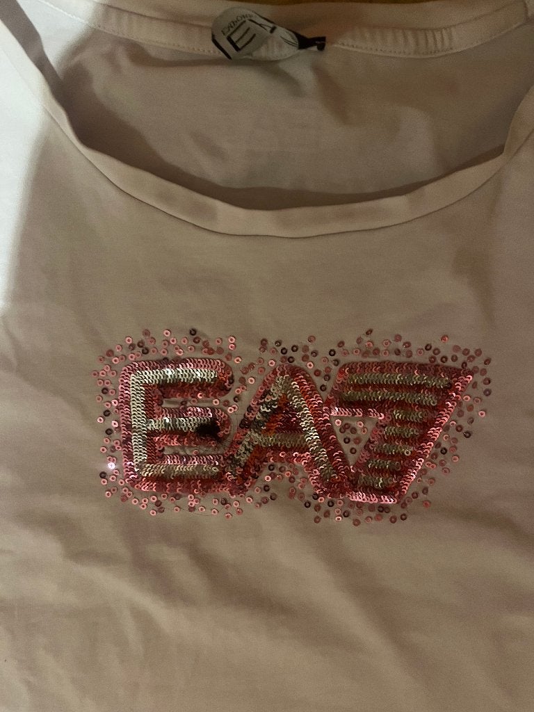 mooi glitter T shirt Armani, Kleding | Dames, T-shirts, Wit, Maat 46/48 (XL) of groter, Emporio armani, Ophalen of Verzenden
