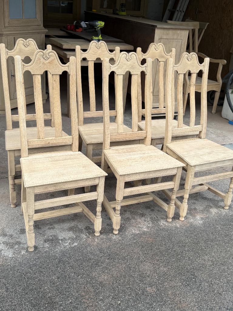 6 chaises en chêne massif aerogommé, Maison & Meubles, Chaises, Enlèvement, Bois, Une