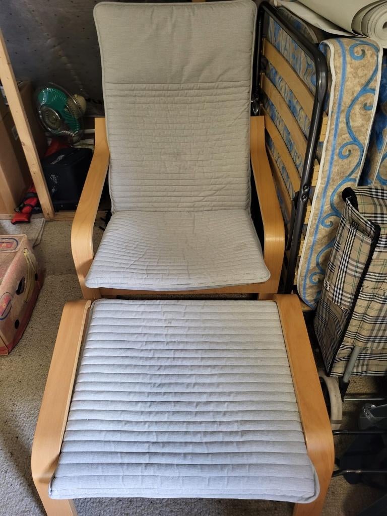 Te koop relax met voetbank, Huis en Inrichting, Ophalen, Gebruikt, Hout