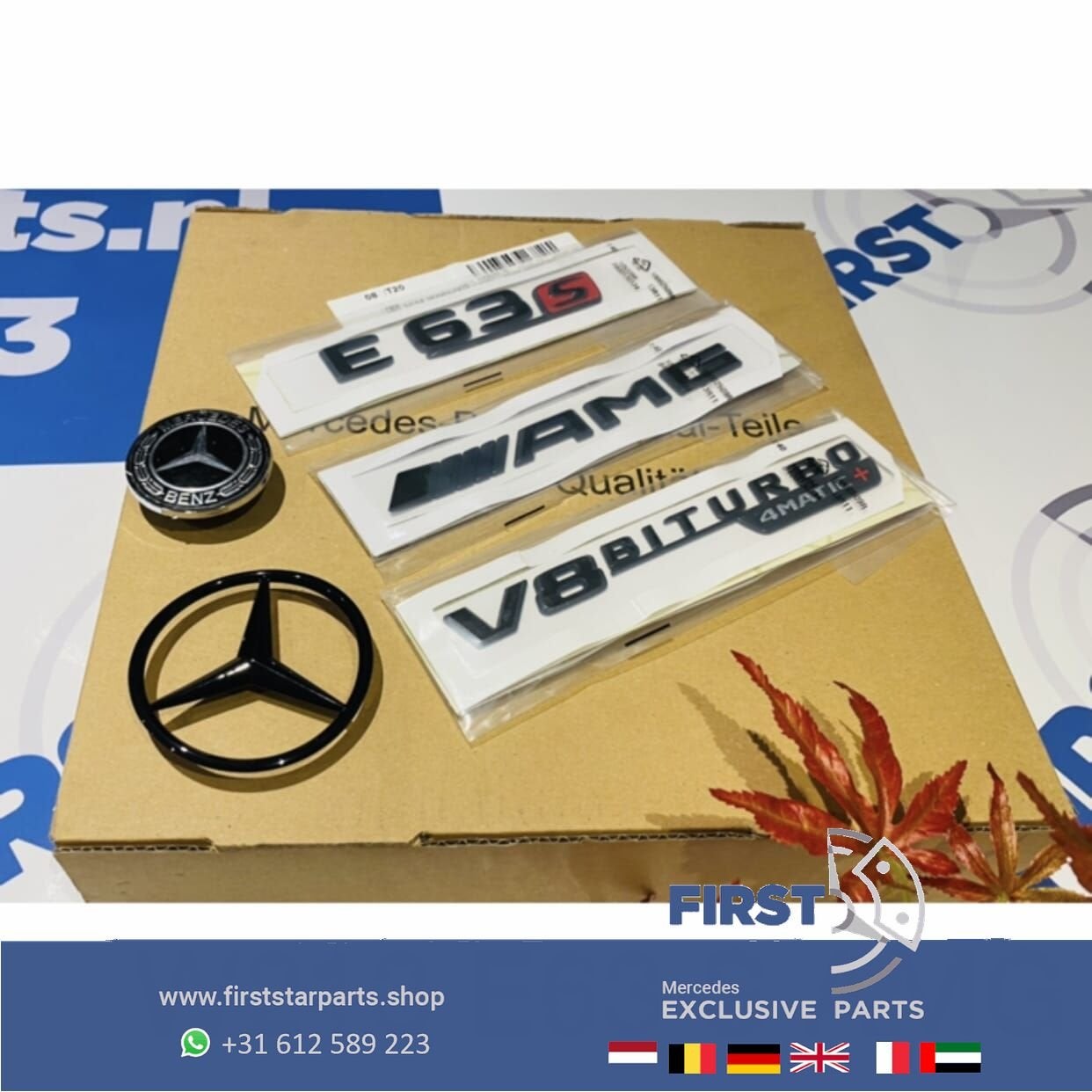 W213 W238 E63S AMG LOGO SET E 63 S ZWART EMBLEMEN SET Merced, Gebruikt, -, Ophalen of Verzenden, -