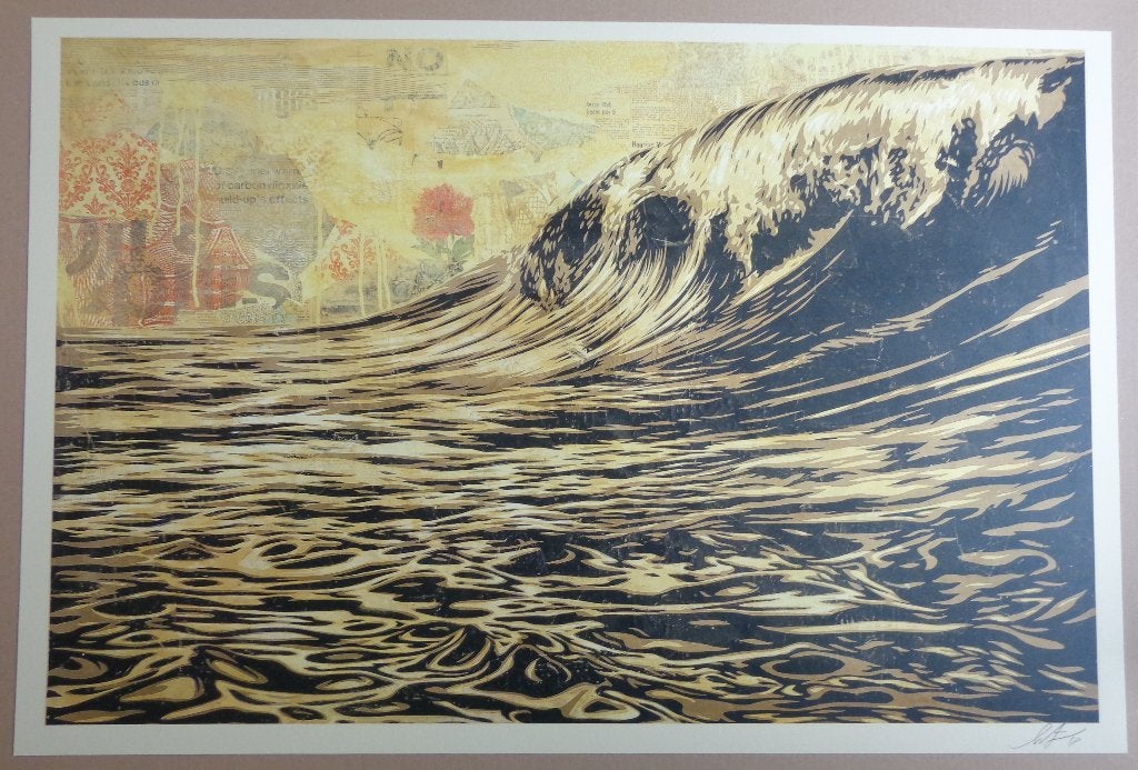 SHEPARD FAIREY / DARK WAVE / KLEURLITHO / 61x91cm / SIG 2018, Signé, Enlèvement ou Envoi