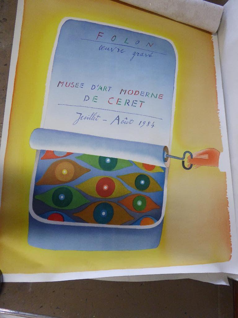 affiche Folon  1984, Antiek en Kunst, Kunst | Litho's en Zeefdrukken, Ophalen of Verzenden